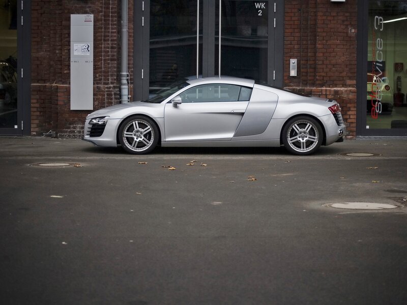 silver audi r8 parked outside