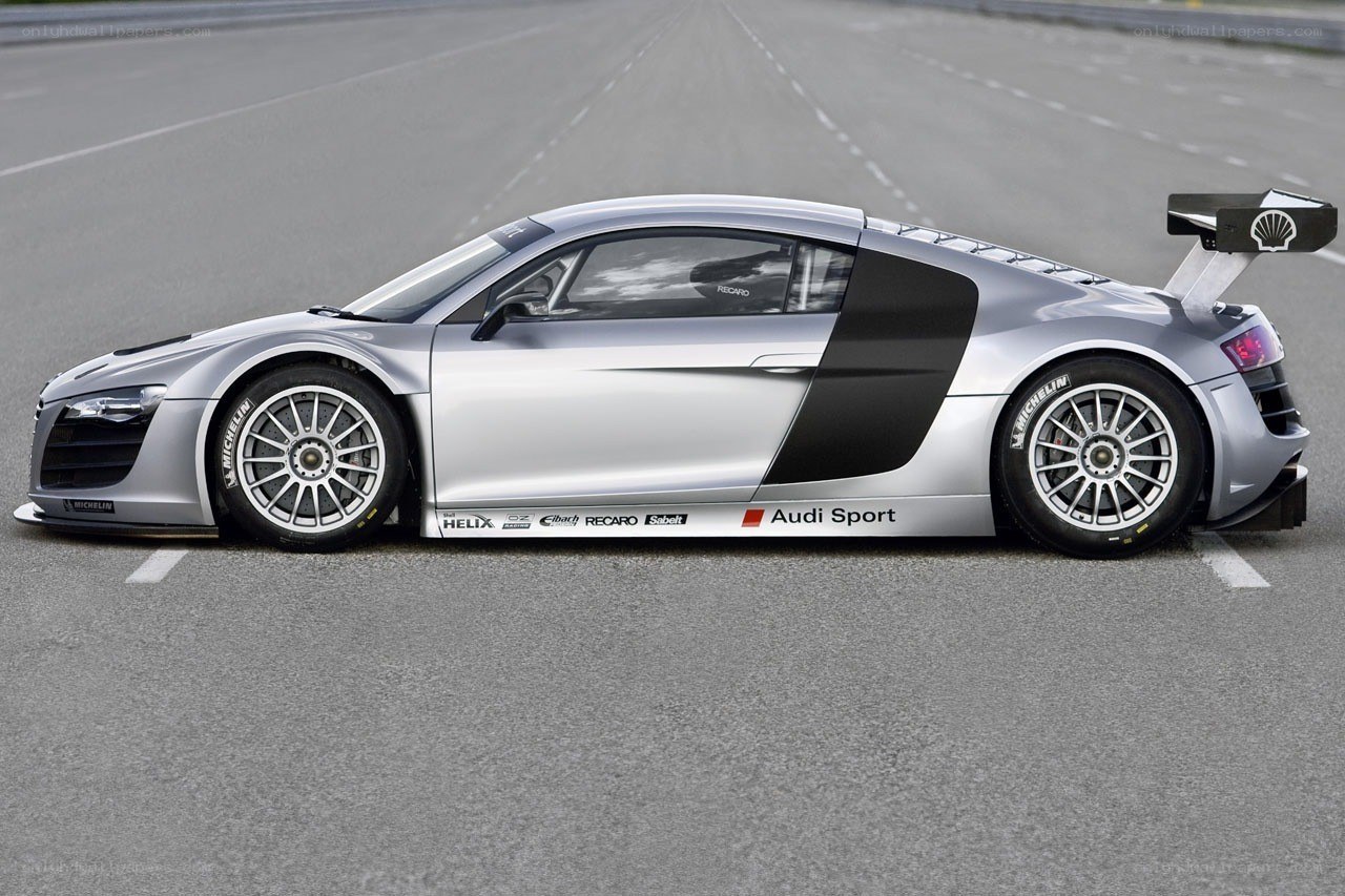 Silver Audi R8 race car