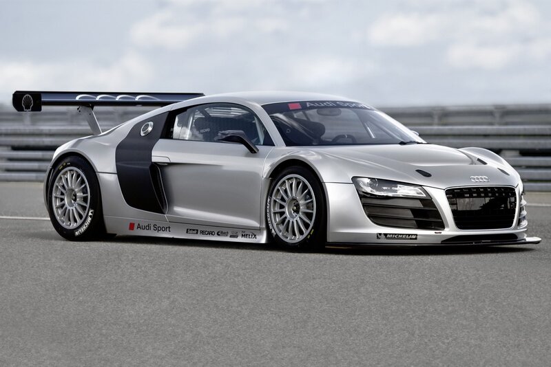Silver Audi R8 race car