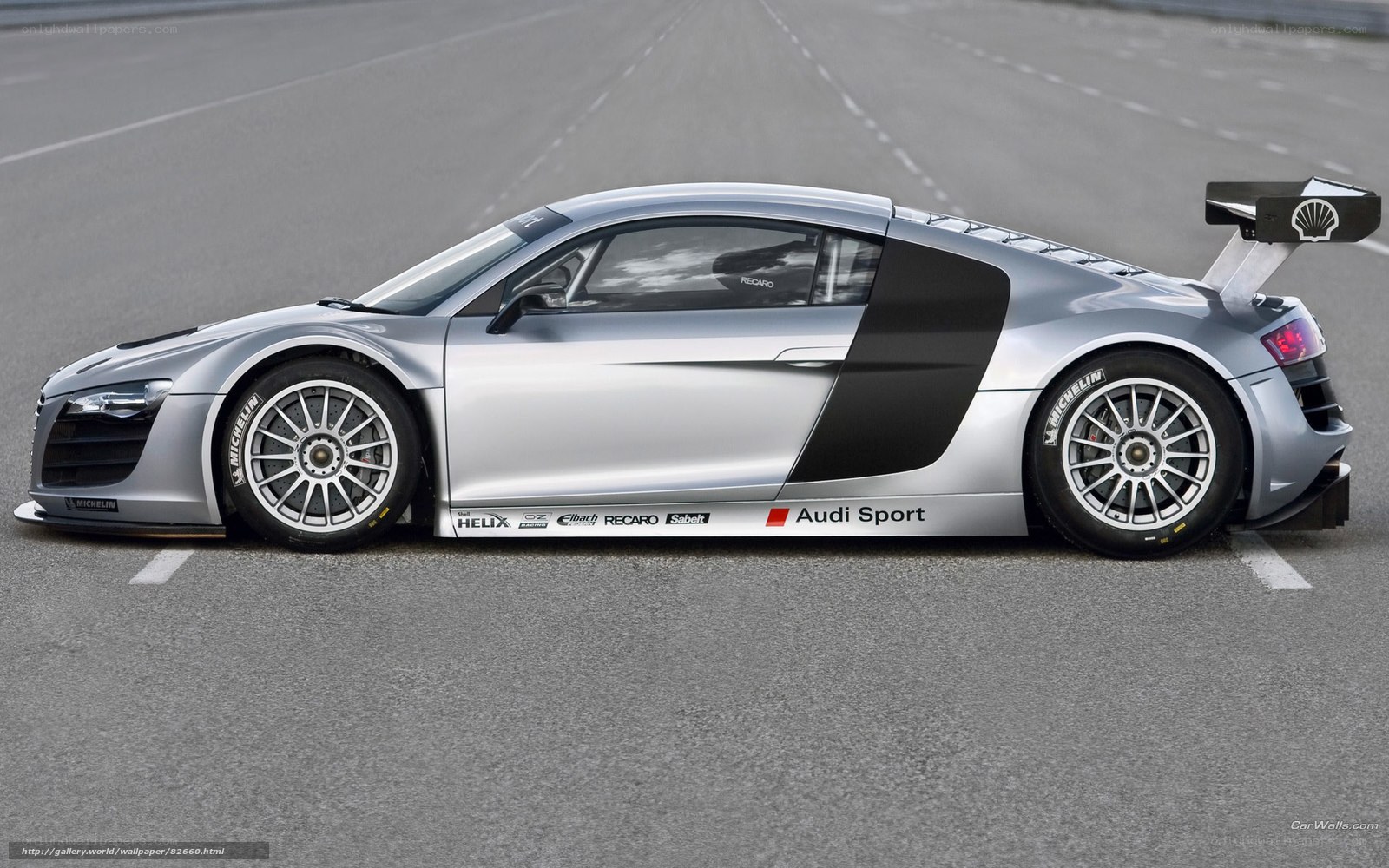 Silver Audi R8 race car