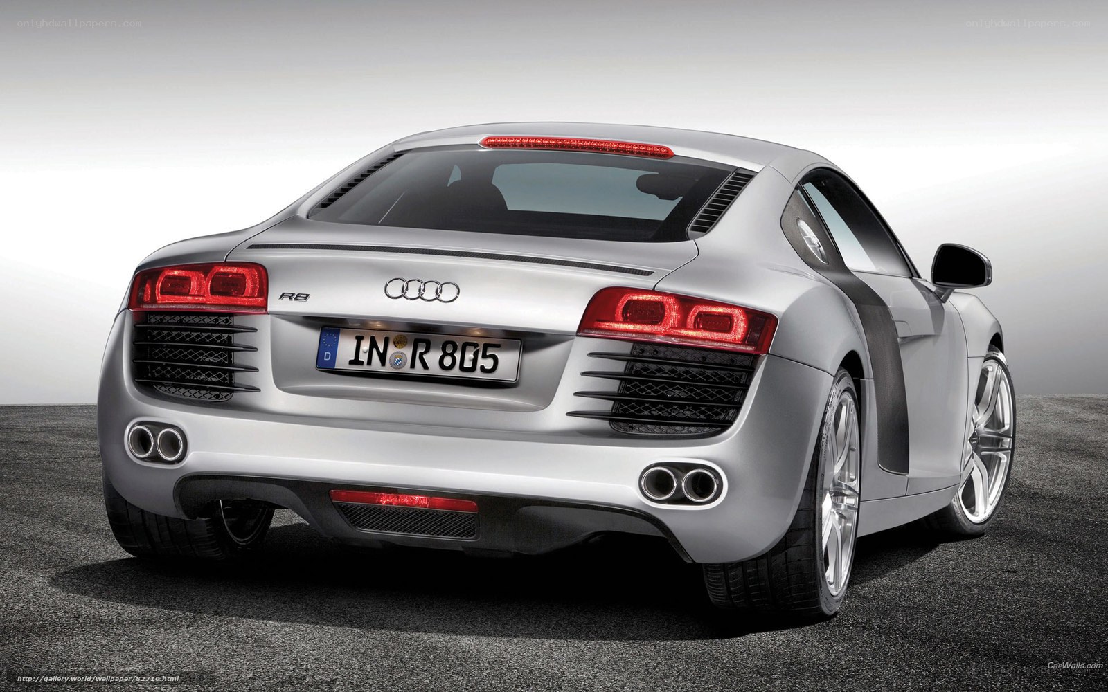 silver audi r8 rear view