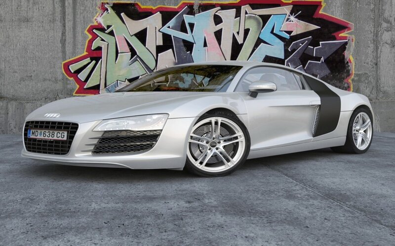 Silver Audi R8 sports car