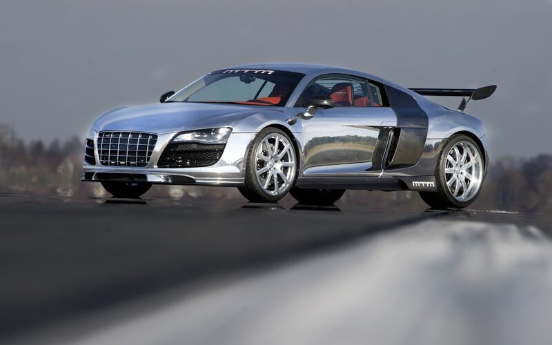 silver audi r8 sports car