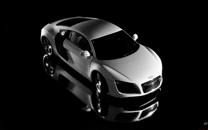 silver audi r8 sports car
