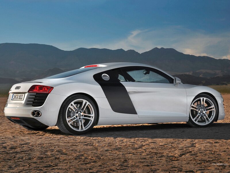 silver audi r8 sports car