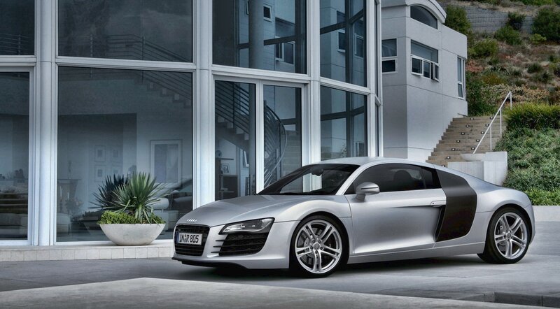 Silver Audi R8 sports car