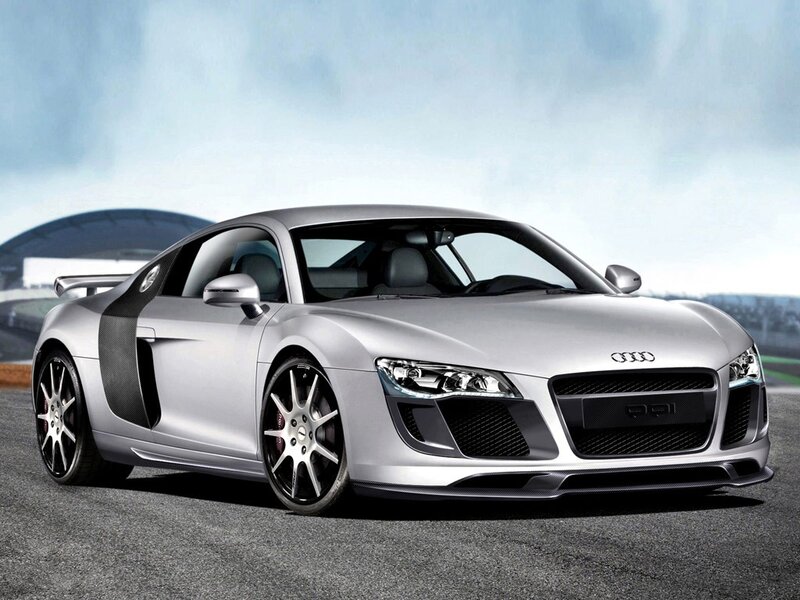 silver audi r8 sports car