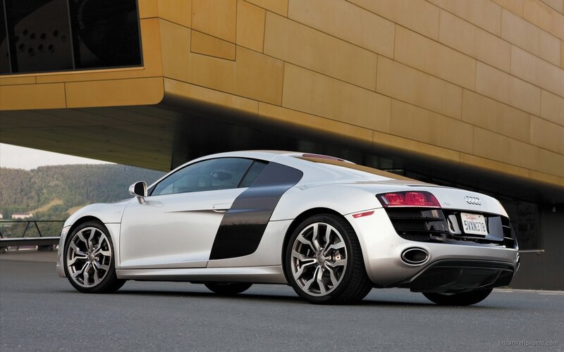 silver audi r8 sports car