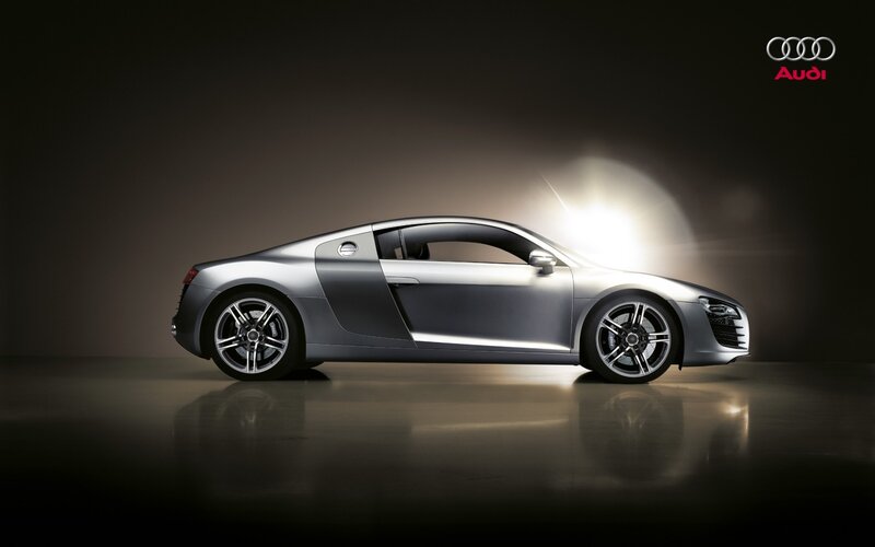 silver audi r8 sports car