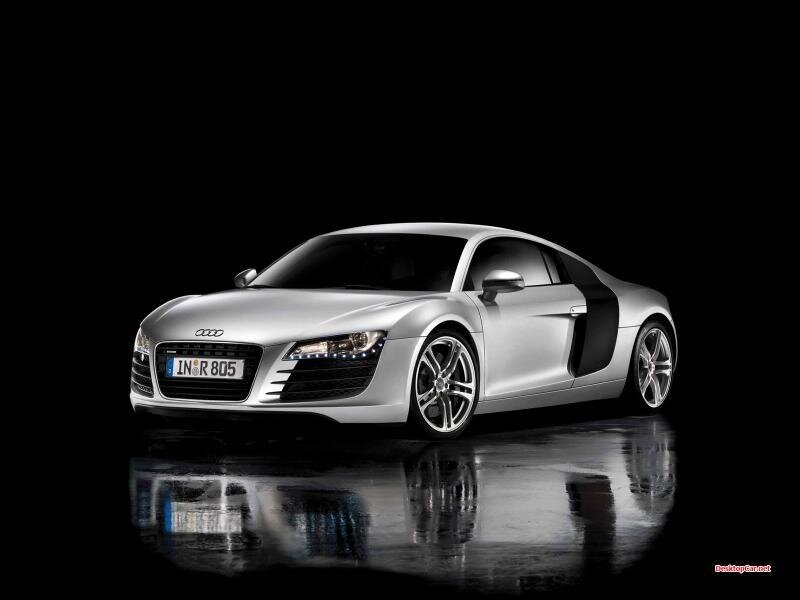 silver audi r8 sports car