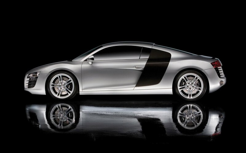 silver audi r8 sports car