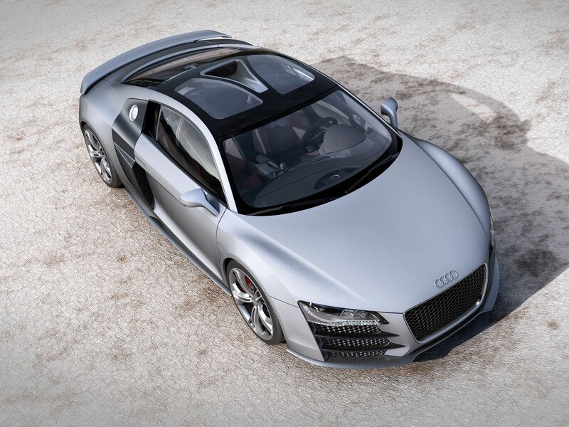 silver audi r8 sports car