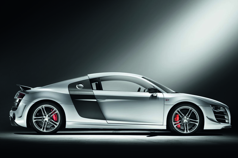 silver audi r8 sports car