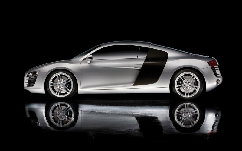 silver audi r8 sports car