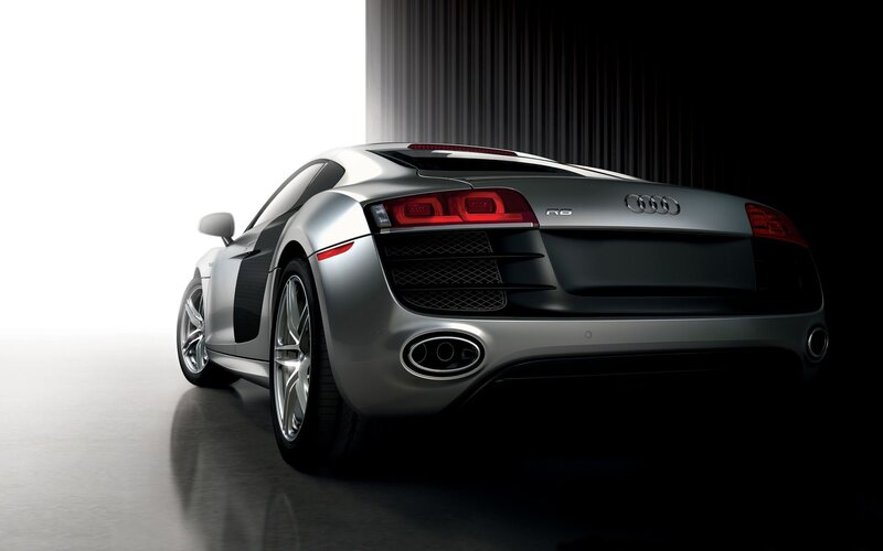silver audi r8 sports car