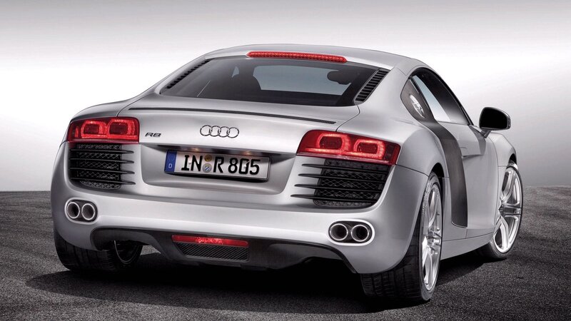 silver audi r8 sports car