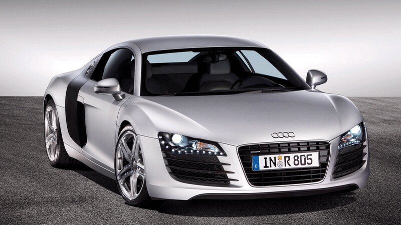 silver audi r8 sports car