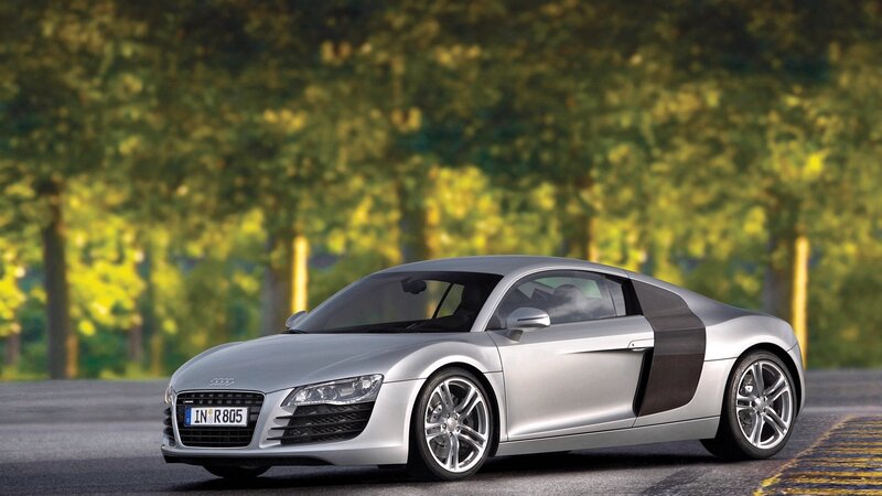 Silver Audi R8 sports car