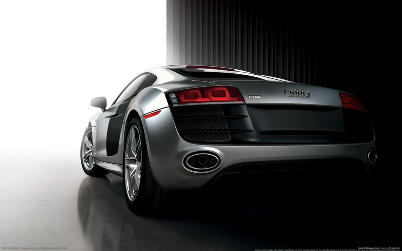 silver audi r8 sports car
