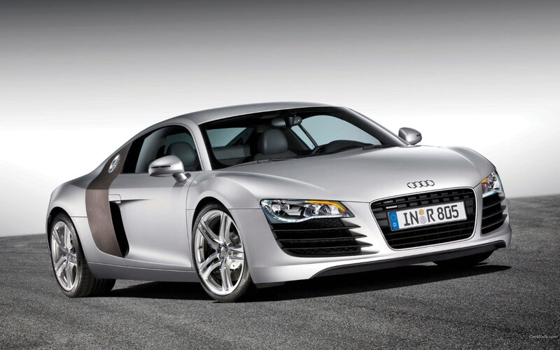silver audi r8 sports car