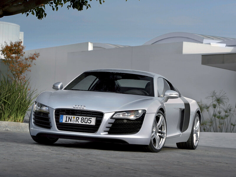 Silver Audi R8 sports car
