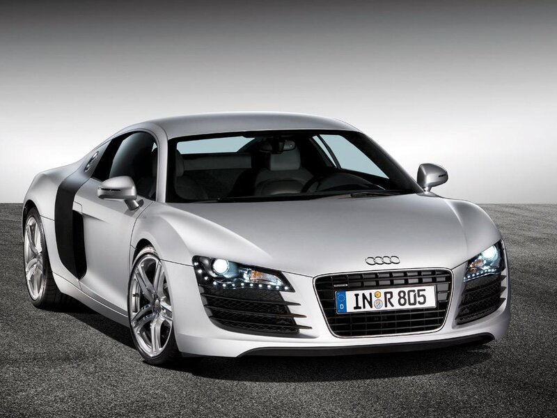 silver audi r8 sports car
