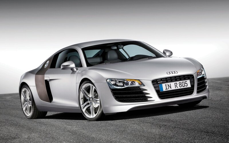 silver audi r8 sports car