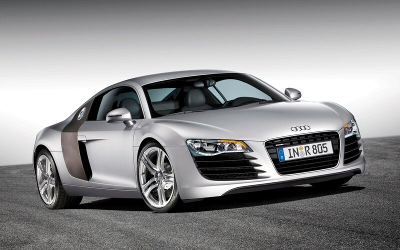 silver audi r8 sports car