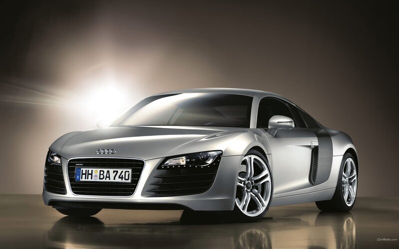silver audi r8 sports car
