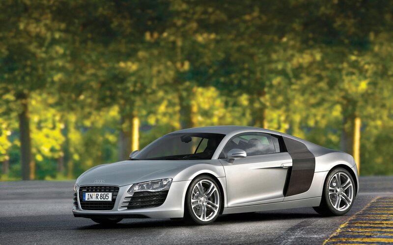 silver audi r8 sports car