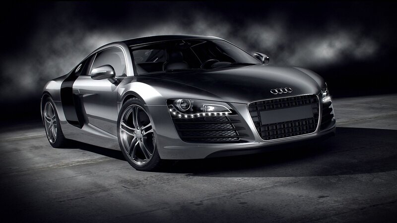 silver audi r8 sports car