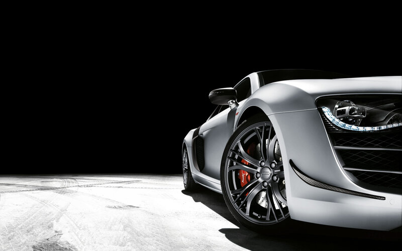 Silver Audi R8 Sports Car — Dramatic, Photograph, Car Wheel, Headlight