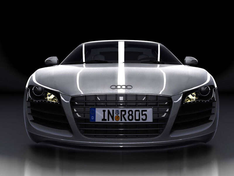 Silver Audi R8 Sports Car — Dramatic, Photograph, Headlights, Grille