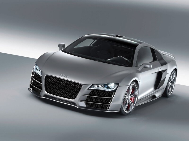 Silver Audi R8 Sports Car — Dramatic, Photograph, Headlights, Wheels, Black