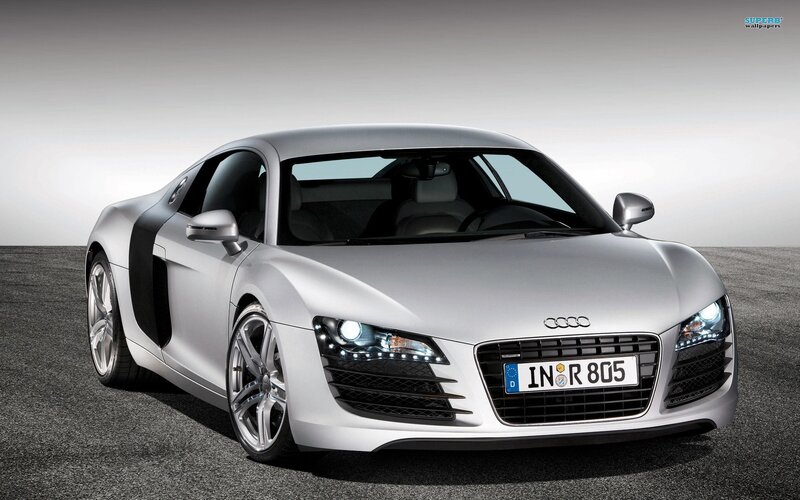 Silver Audi R8 Sports Car — Dramatic, Photograph, License Plate, Wheels