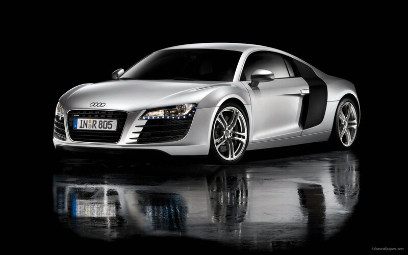Silver Audi R8 Sports Car — Dramatic, Reflection