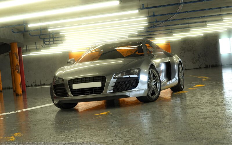 Silver Audi R8 Sports Car — Dramatic