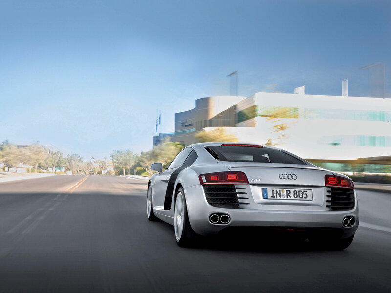 Silver Audi R8 Sports Car — Dynamic, Afternoon