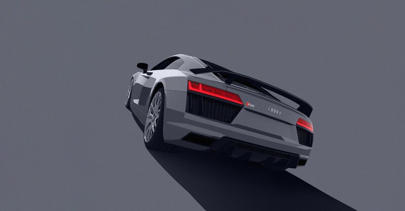 Silver Audi R8 Sports Car — Gray, Dramatic, 3d Render