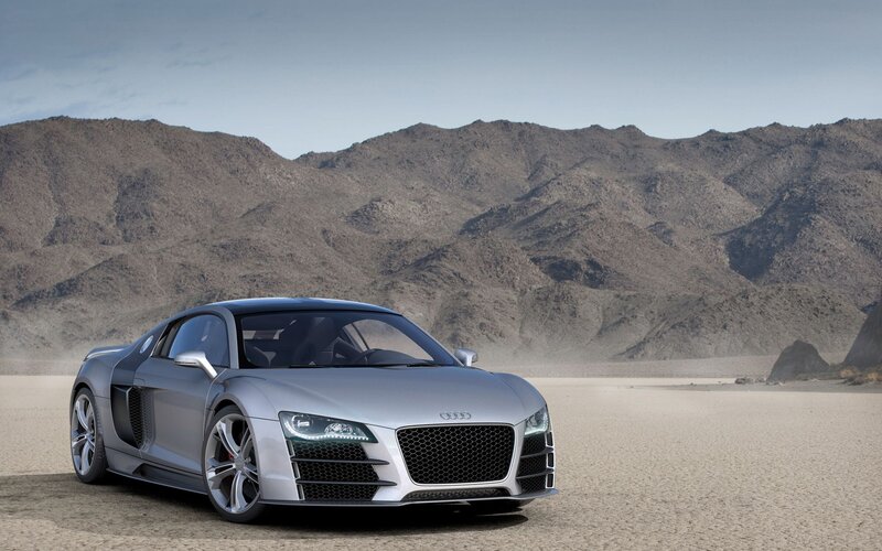 Silver Audi R8 Sports Car — Gray, Dramatic