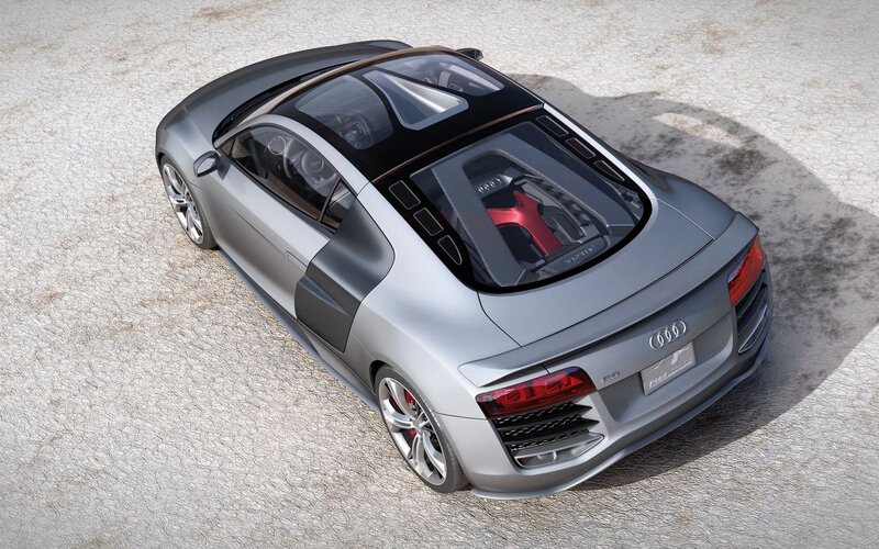 Silver Audi R8 Sports Car — Gray, Modern
