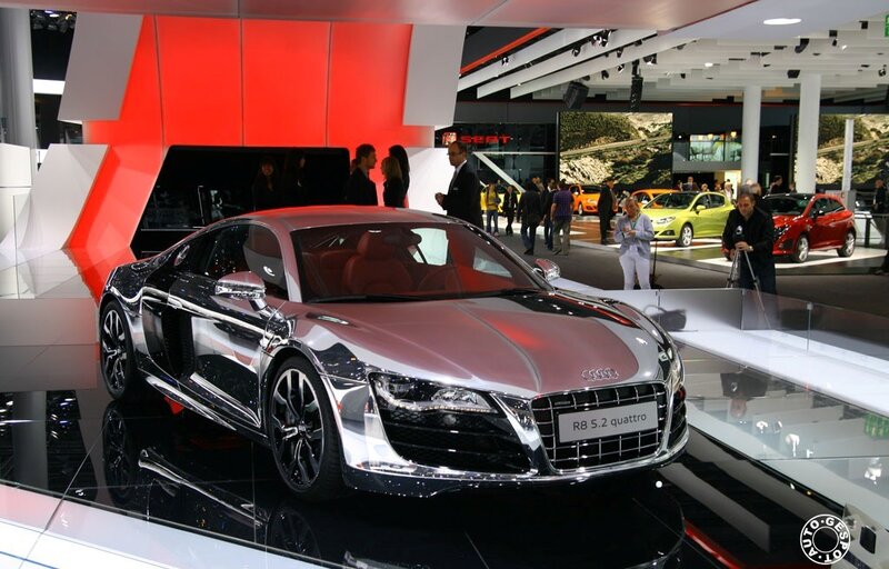 Silver Audi R8 Sports Car — Showroom, Photograph
