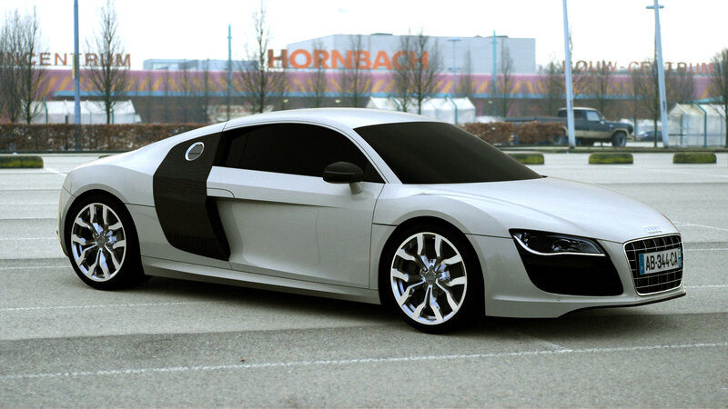 Silver Audi R8 Sports Car — White, Neutral