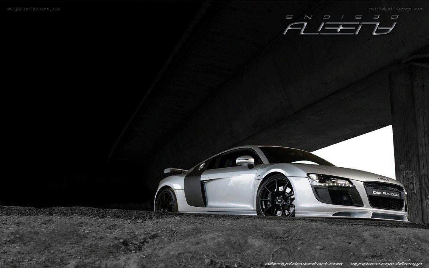silver audi r8 under bridge