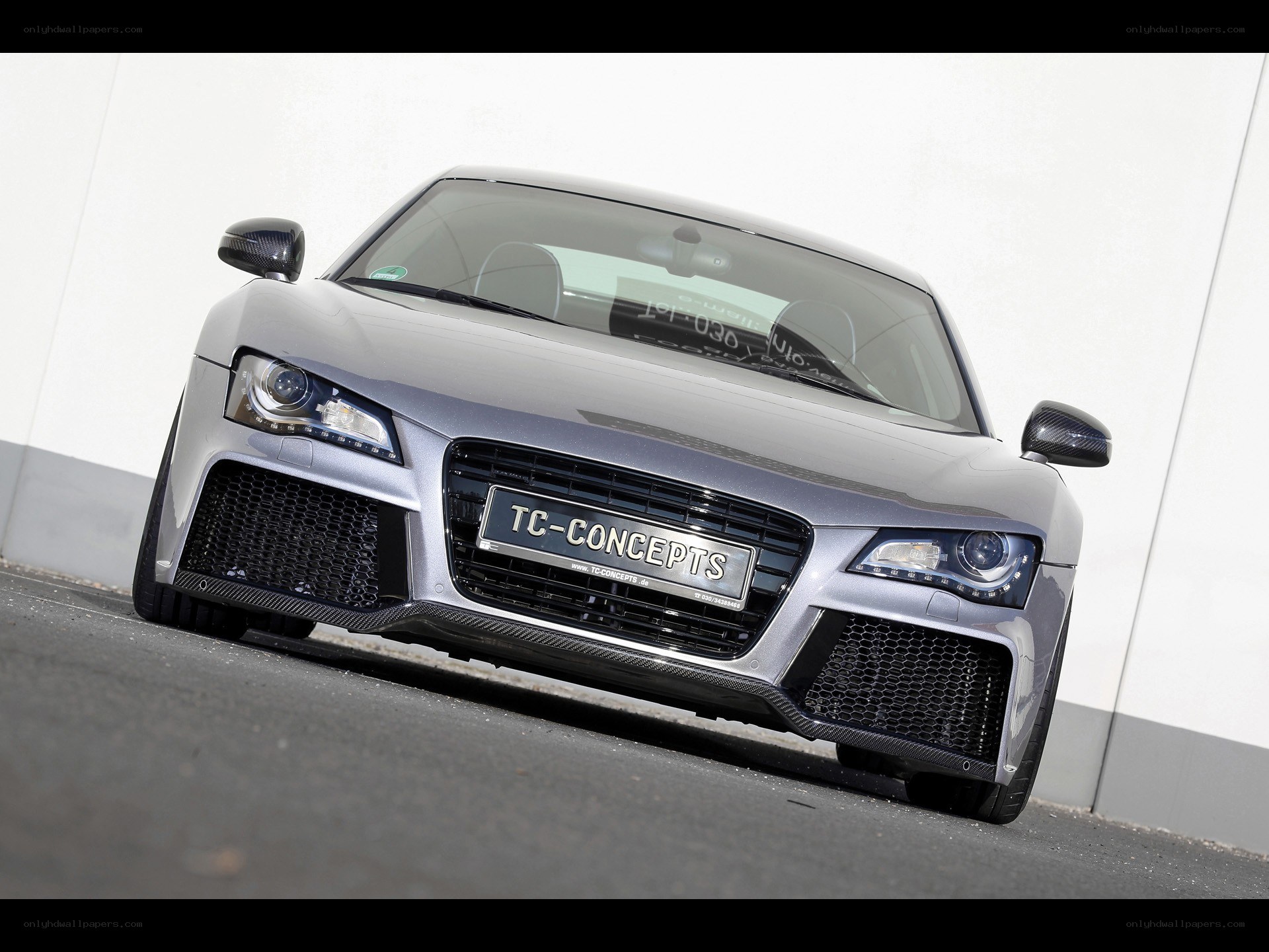 silver audi r8 with tc-concepts front bumper