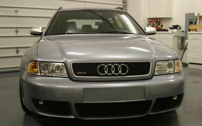 silver audi rs4 in garage
