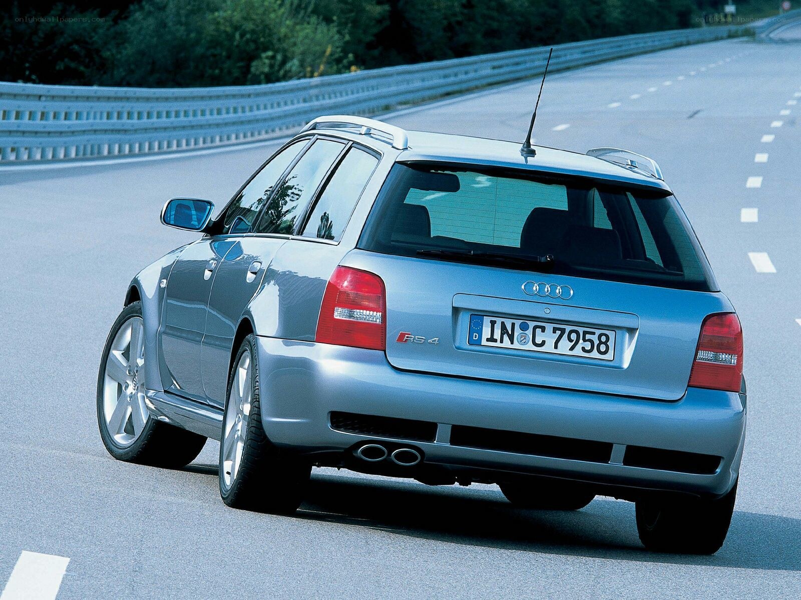 silver audi rs4 on road