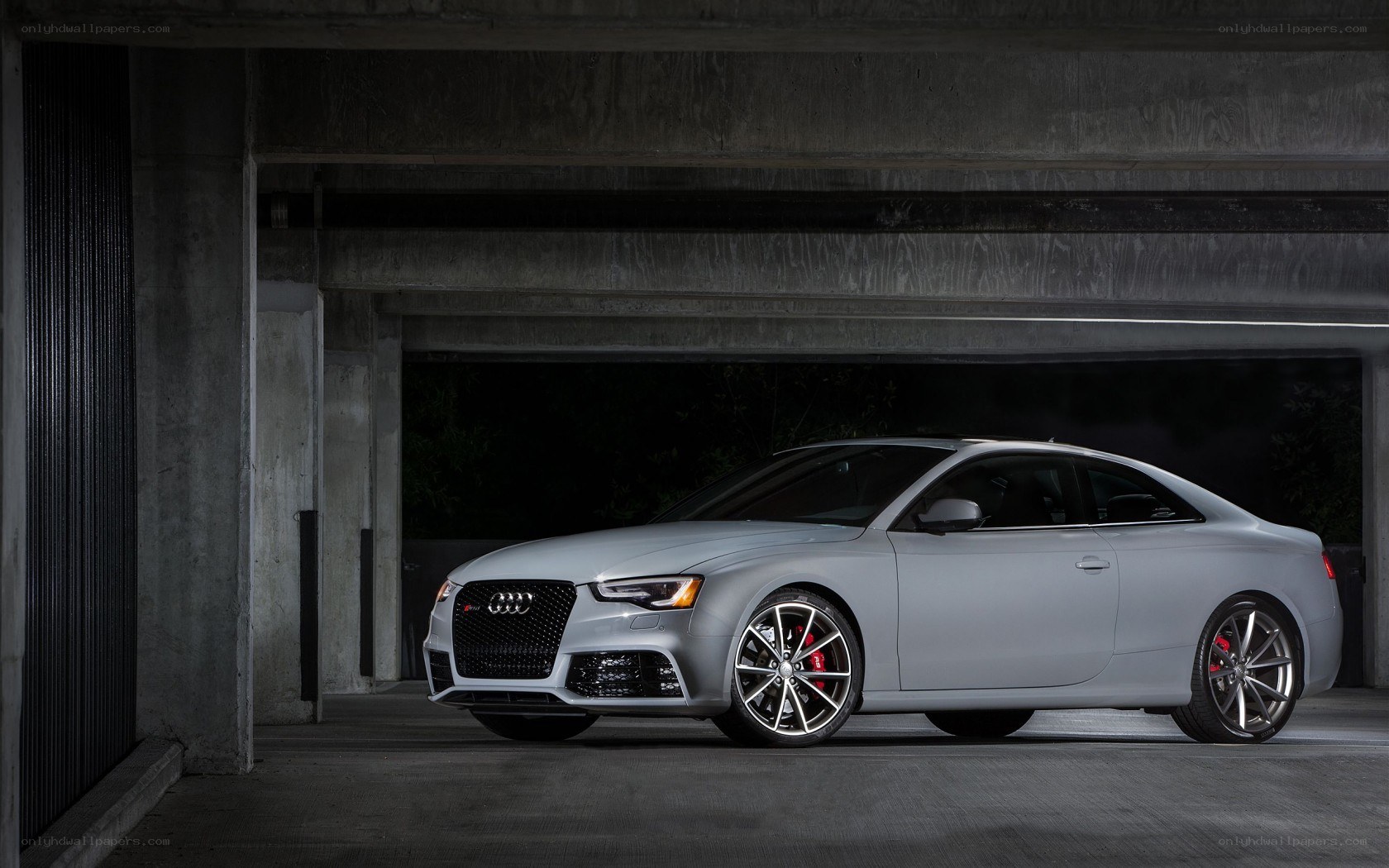 Silver Audi RS5 in garage