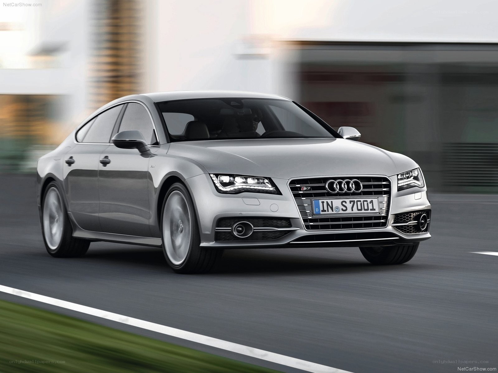 Silver Audi S7 in motion