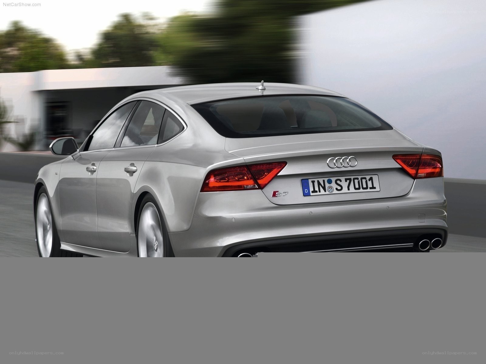 Silver Audi S7 in motion